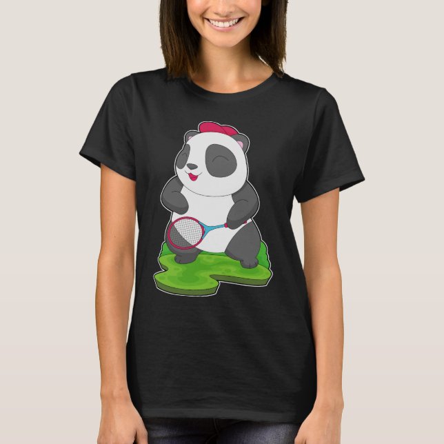 Panda Tennis-Schläger T-Shirt (Vorderseite)