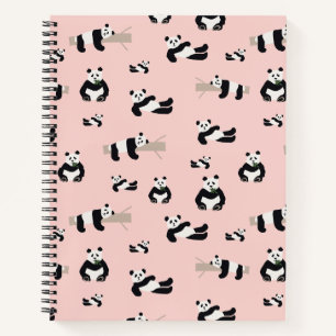 Panda thème 21,6 cm x 28 cm Carnet spiral