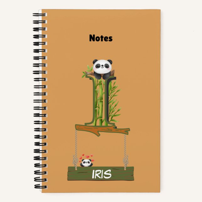 Panda Theme Notebook - Benannt mit Letter I Notizbuch (Vorderseite)