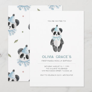 Panda Thème Premier anniversaire Invitation