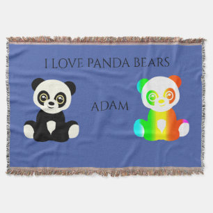 Panda tragen personalisierten Namen werfen Decke. Decke