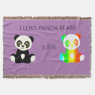 Panda tragen personalisierten Namen werfen Decke. Decke