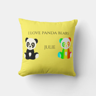 Panda tragen personalisierten Namen werfen Kissen. Kissen