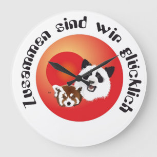 Panda Treffen Große Wanduhr