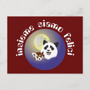 Panda Treffen Postkarte