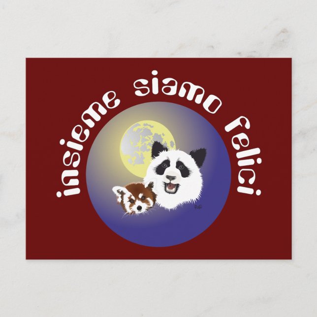 Panda Treffen Postkarte (Vorderseite)