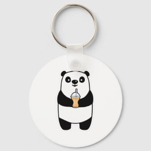 Panda-trinkender Blasen-Tee Schlüsselanhänger