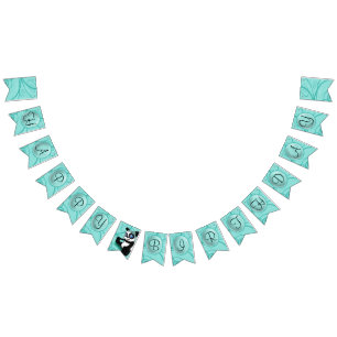 Panda Turquoise Birthday Wimpelkette