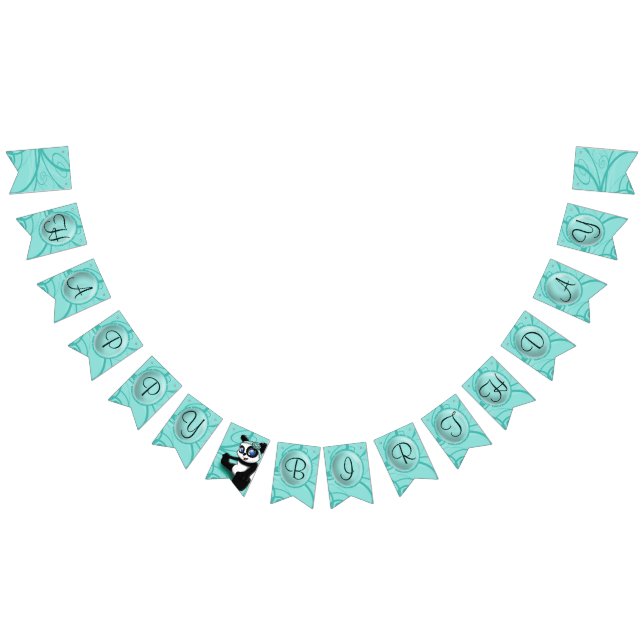 Panda Turquoise Birthday Wimpelkette (Alle)