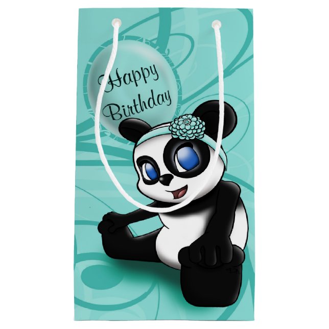 Panda Turquoise Kleine Geschenktüte (Vorderseite)