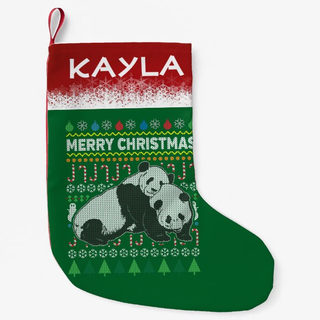 Panda Ugly Christmas Sweater Wildlife Series Kleiner Weihnachtsstrumpf (Vorderseite)
