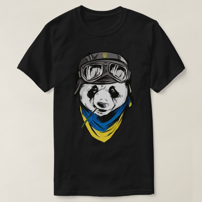 Panda ukrainische Flagge ukrainisches Andenken T-Shirt (Design vorne)