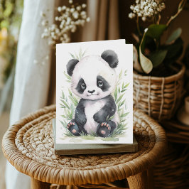 Panda und Bamboo Gruß Karte