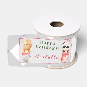 Panda und Bär passen Text und Namen an Ripsband