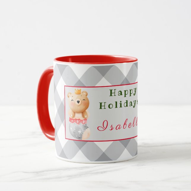 Panda und Bär passen Text und Namen an Tasse (Vorderseite Links)