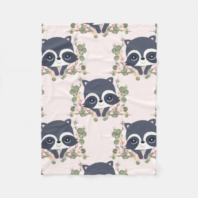Panda und Blume Tattoo Fleecedecke (Vorderseite)