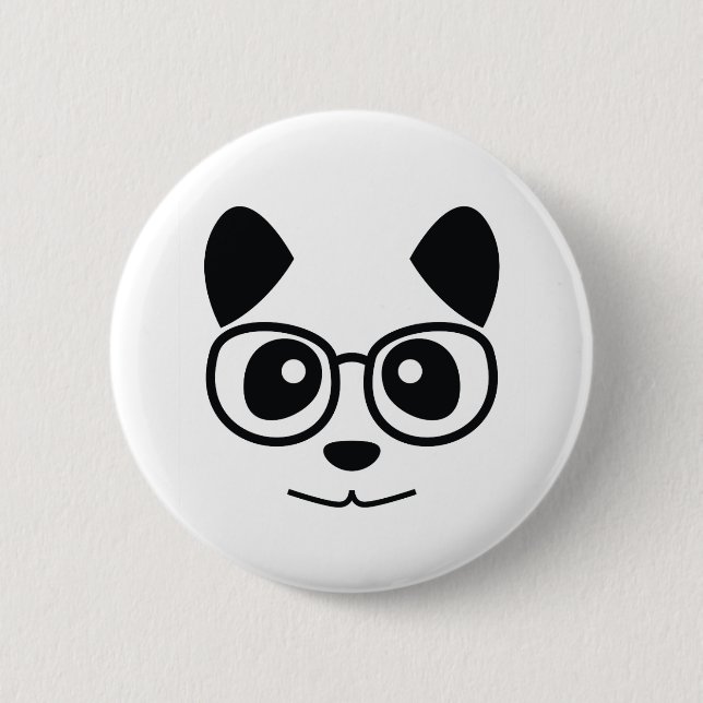 Panda und Brille Button (Vorderseite)