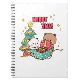 Panda und Brownie Bären Couple, frohe Weihnachten Notizblock