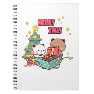 Panda und Brownie Bären Couple, frohe Weihnachten Notizblock