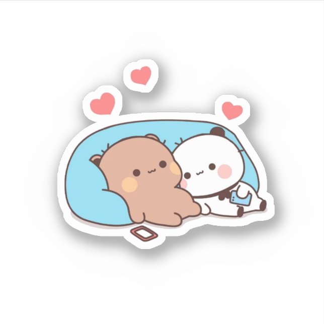 Panda und Brownie Bear Couple Sleep Aufkleber (Vorderseite)