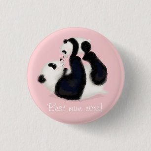 Panda und cube "Best mum ever" Abzeichen Button
