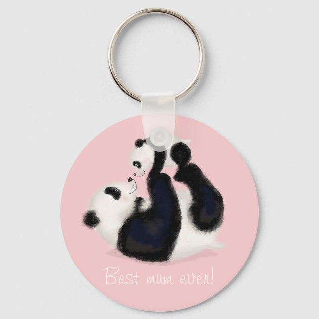 Panda und cube "Best mum ever" Schlüsselring Schlüsselanhänger (Vorderseite)