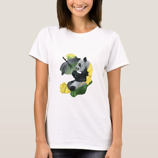 Panda und Fliegen T-Shirt (Vorderseite)