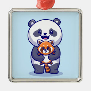 Panda und Fox Ornament Aus Metall
