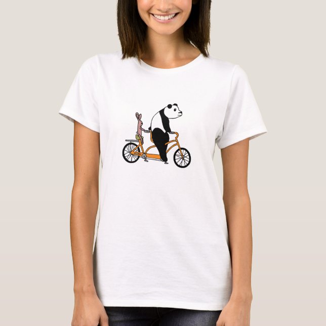 Panda und Rabbit Biking Tandem-Fahrradkids T-Shirt (Vorderseite)