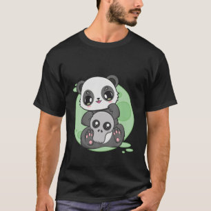 Panda und Skulls und Skelett Anime Manga Moon Zoo T-Shirt