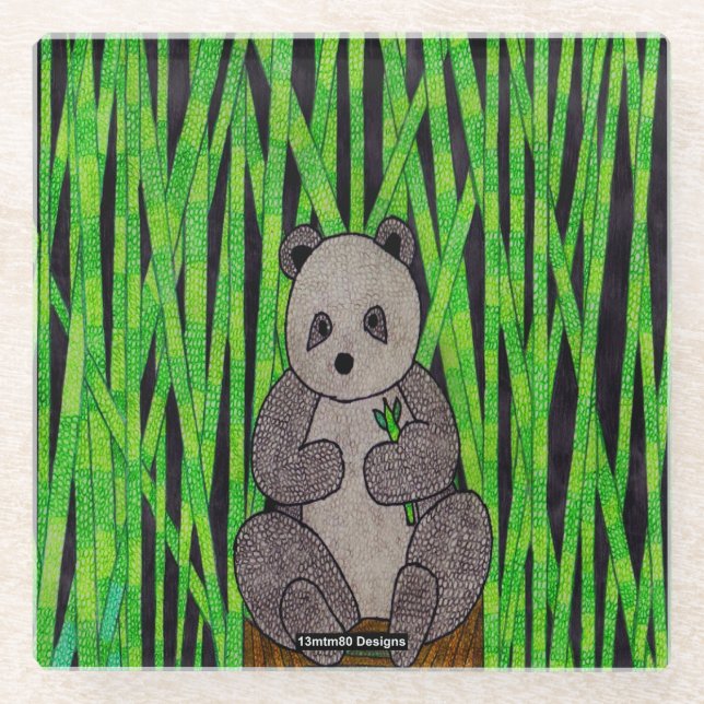 Panda - Untersetzer aus Glas (Vorderseite)