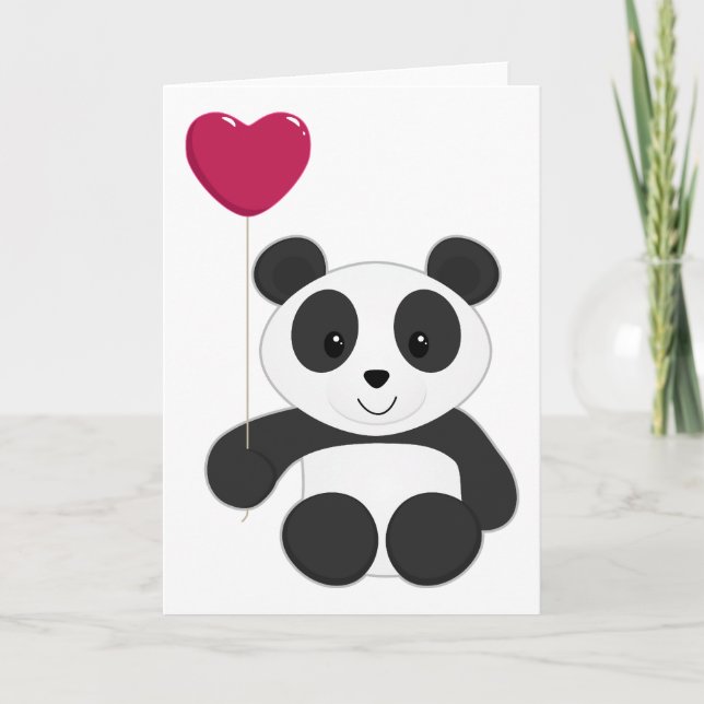Panda-Valentinsgruß Feiertagskarte (Vorderseite)