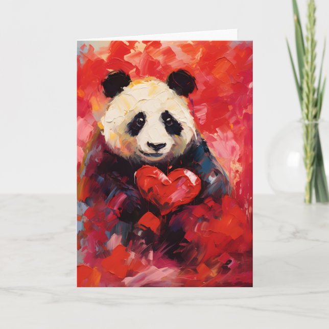 Panda Valentinstag Feiertagskarte (Vorderseite)