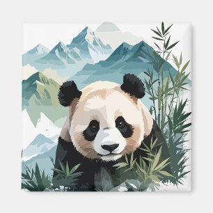 Panda Vector Art Animal Majestic Nature Wildife Magnet