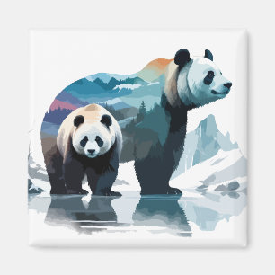 Panda Vector Art Animal Majestic Nature Wildife Magnet