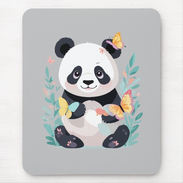 Panda Vector Malerei Adorable Fun Animal Playing Mousepad (Vorne)