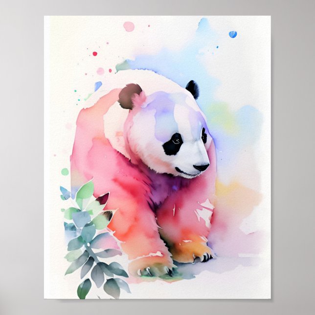 Panda Watercolor Portrait 1 Poster (Vorne)