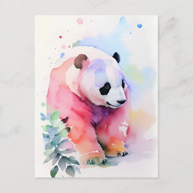 Panda Watercolor Portrait 1 Postkarte (Vorderseite)