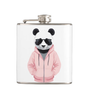 Panda Wearing Hoodie Funny Coole Tierart Flachmann