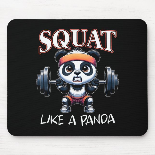 Panda Weightlifting Fitness Funny Gym Quote Squat  Mousepad (Vorne)