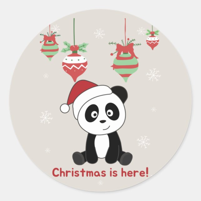 Panda Weihnachts-Schnee Wintertiere Pandas Classic Runder Aufkleber (Vorderseite)