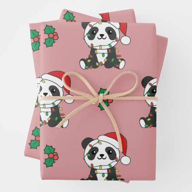 Panda Weihnachts Winter Animals Holiday Pandas Geschenkpapier Set (Beispiel)