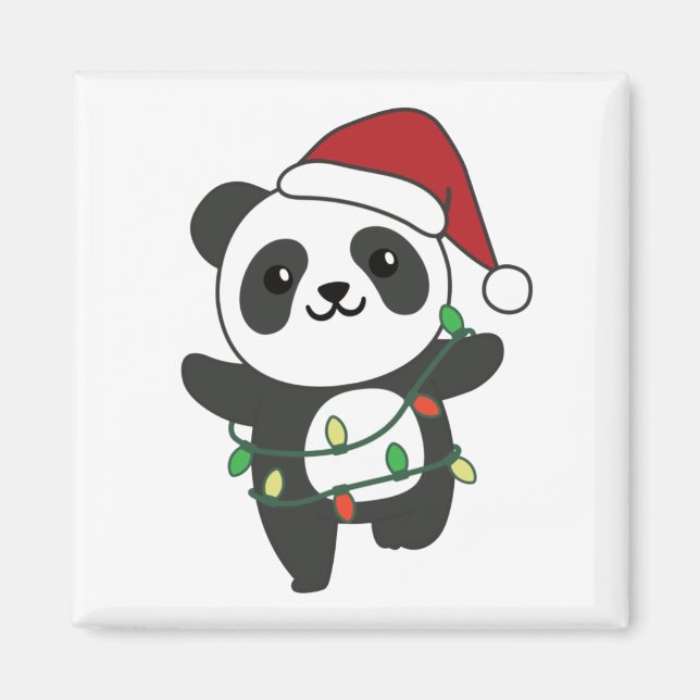 Panda Weihnachts Winter Animals Pandas Magnet (Vorne)