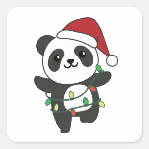 Panda Weihnachts Winter Animals Pandas Square Stic Quadratischer Aufkleber