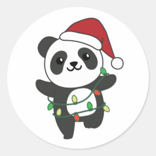 Panda Weihnachts Wintertiere Pandas Classic Roun Runder Aufkleber