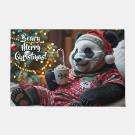Panda-Weihnachtsbär in Pajamas Personalisiert Fußmatte