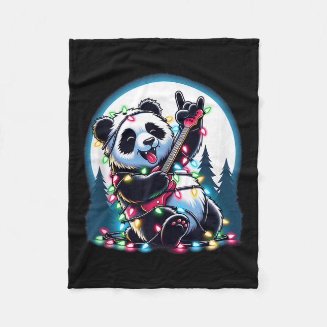 Panda Weihnachtsbaum Lights Funny Xmas Panda Lover Fleecedecke (Vorderseite)