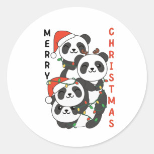 Panda Weihnachtsbaum Weihnachtstiere Pandas Clas Runder Aufkleber