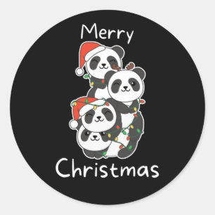 Panda Weihnachtsbaum Weihnachtstiere Pandas Clas Runder Aufkleber