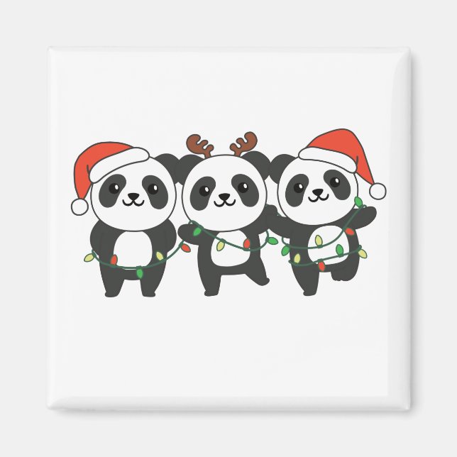 Panda Weihnachtslebewesen Niedlich Pandas Magn Magnet (Vorne)